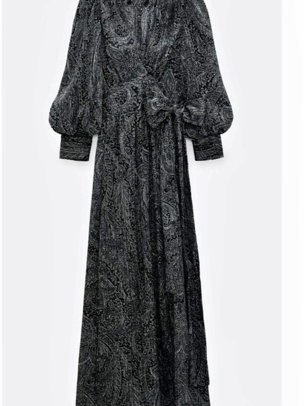 Zara Long Printed Dress Paisley Maxi Dress Black & White Small